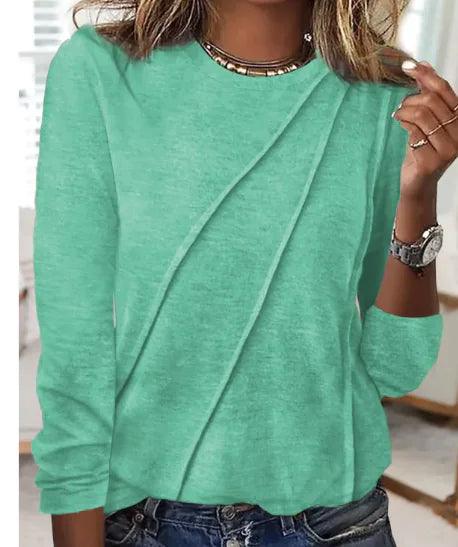 Solid Color Long Sleeve Pullover Top - 4U! Online 