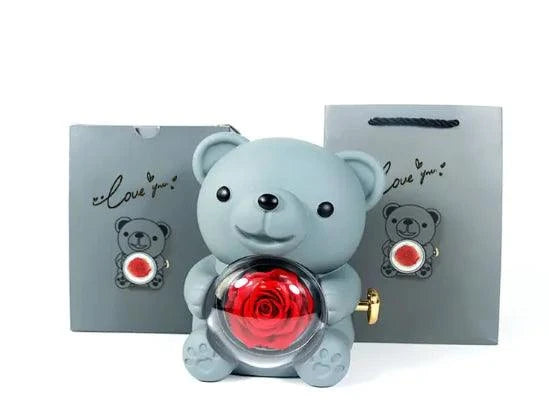 Rotating Rose Teddy Bear Gift Box - 4U! Online 