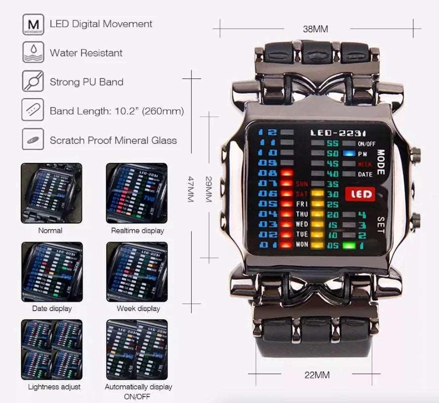 Luxury Men's Watch LED Sports Date Digital Bracelet Waterproof Quartz Wristwatch - 4U! Online 