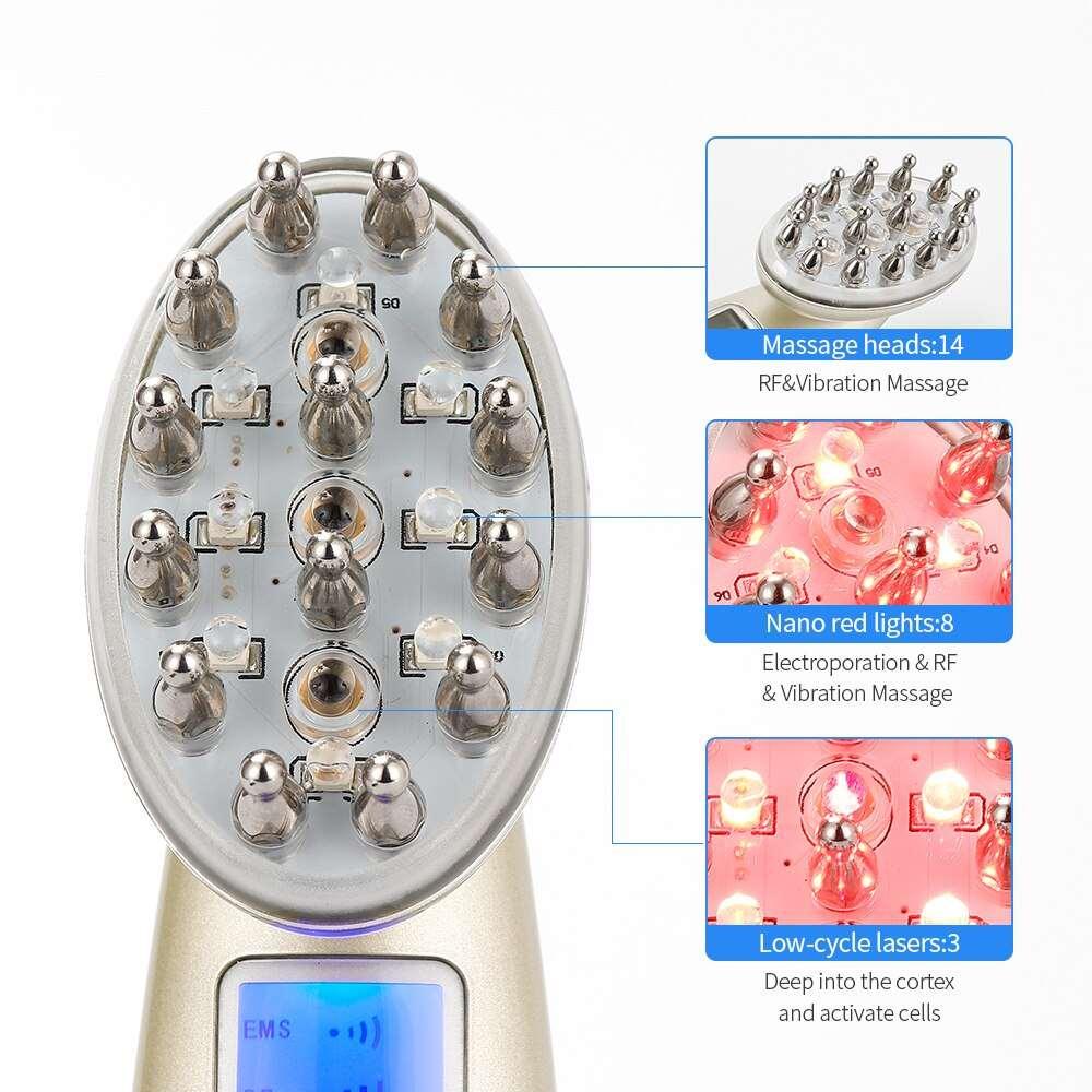 Electric Laser Hair Growth Comb Infrared EMS RF Vibration Massager Microcurrent Hair Care Hair Loss Treatment Hair Regrowth - 4U! Online 