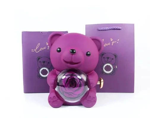 Rotating Rose Teddy Bear Gift Box - 4U! Online 