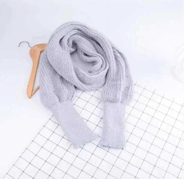 Cozy Knit Wool Scarf Shawl with Sleeves - 4U! Online 