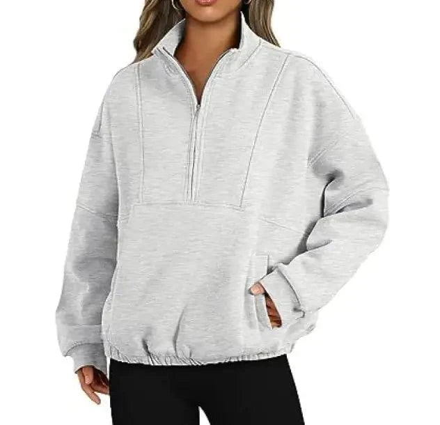 Zipper Pocket Polyester Sweater - 4U! Online 