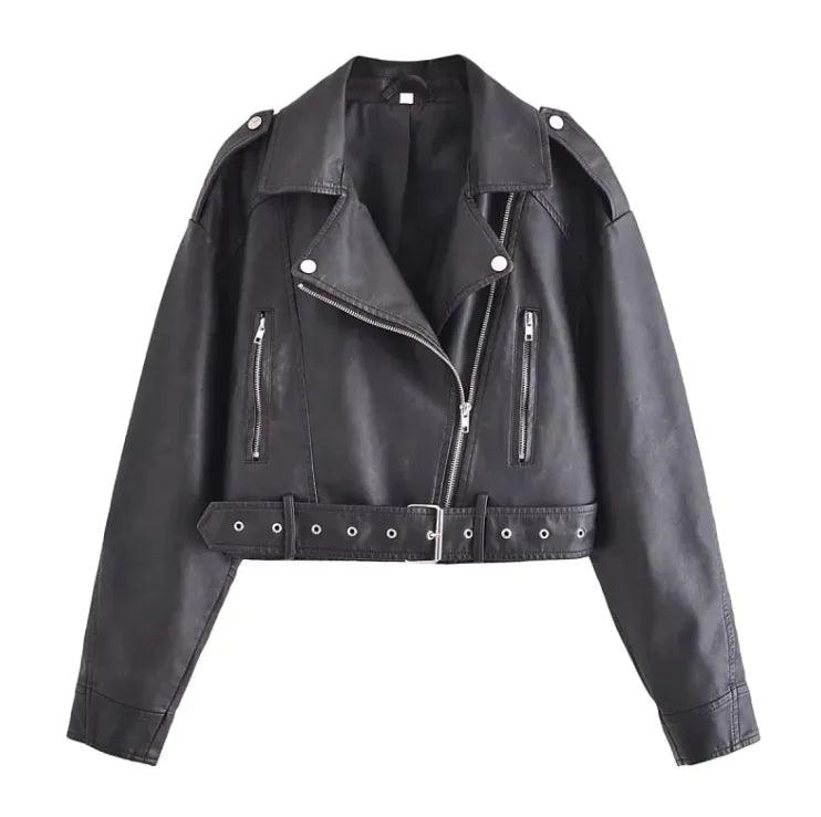 Washed Faux Leather Jacket - 4U! Online 