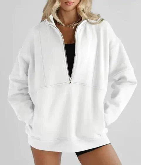 Zipper Pocket Polyester Sweater - 4U! Online 