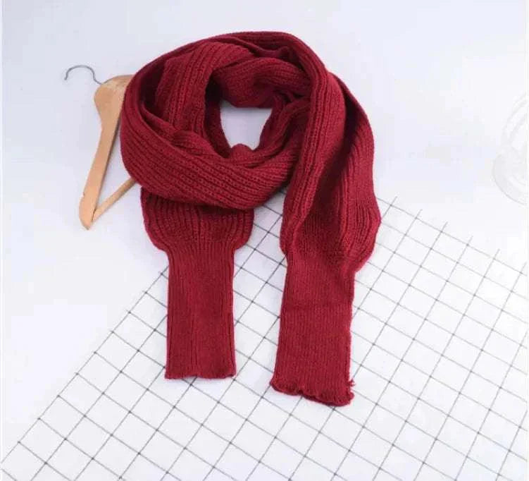 Cozy Knit Wool Scarf Shawl with Sleeves - 4U! Online 