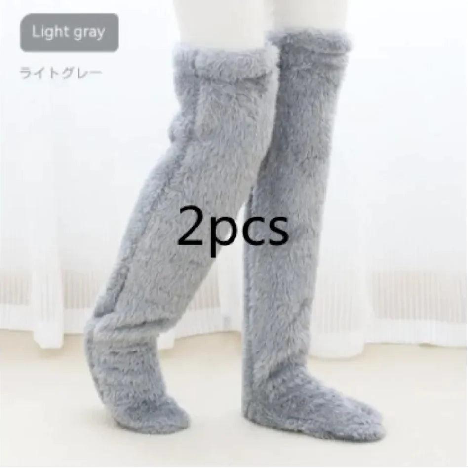 Fuzzy Over Knee High Winter Warm Socks - 4U! Online 