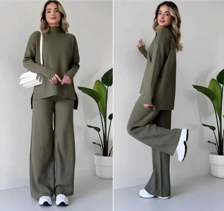 Elegant Essentials Turtleneck and Trousers Set - 4U! Online 