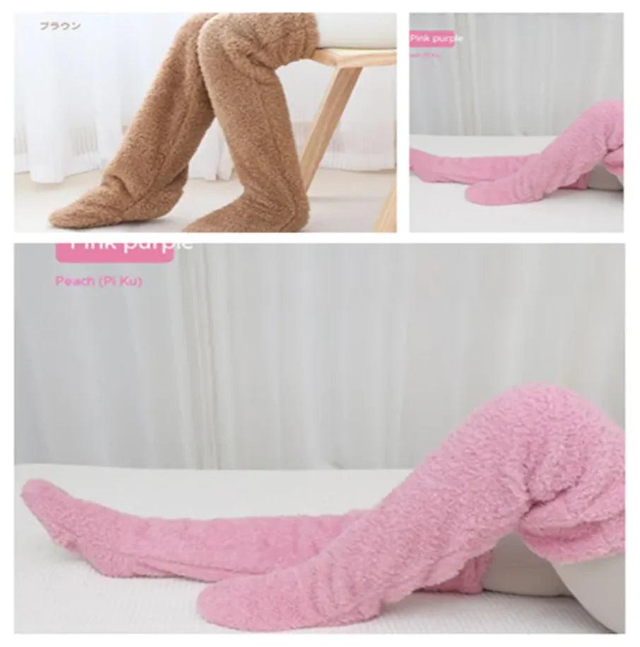 Fuzzy Over Knee High Winter Warm Socks - 4U! Online 