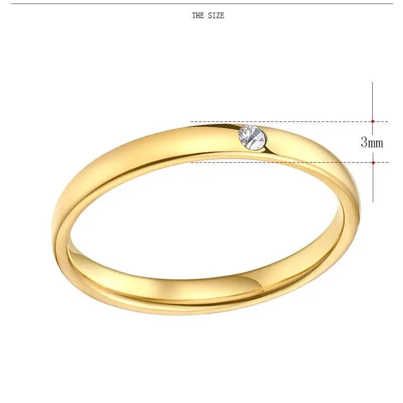 Simple Zircon Steel Rings - 4U! Online 