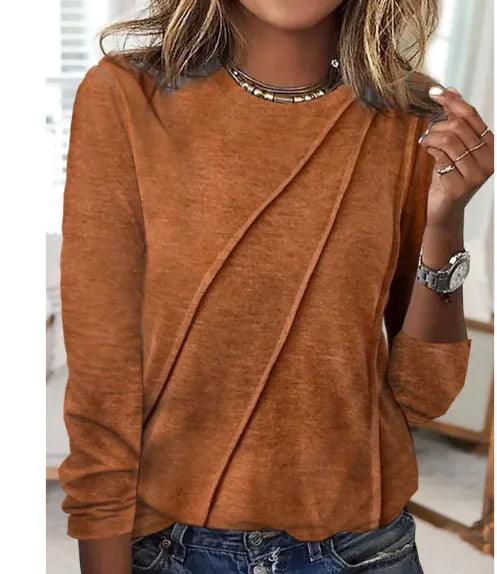 Solid Color Long Sleeve Pullover Top - 4U! Online 