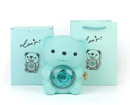 Rotating Rose Teddy Bear Gift Box - 4U! Online 