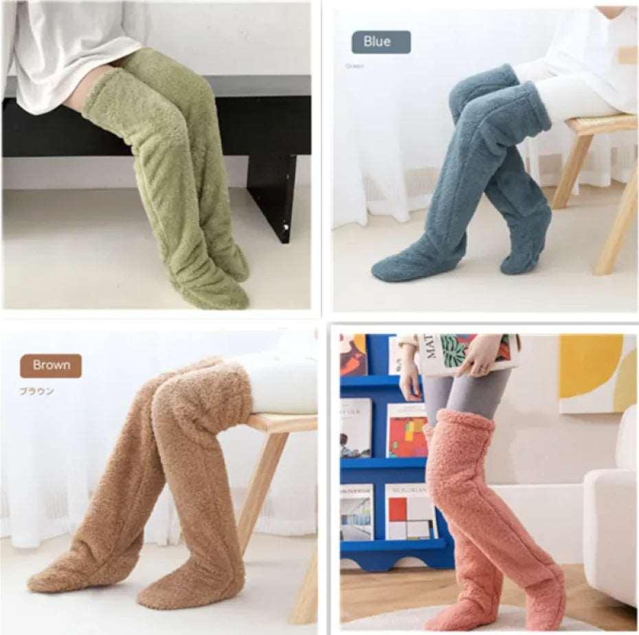 Fuzzy Over Knee High Winter Warm Socks - 4U! Online 