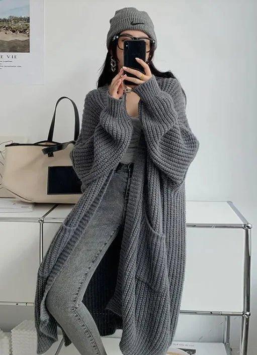 Chic Length Over knee Sweater Coat - 4U! Online