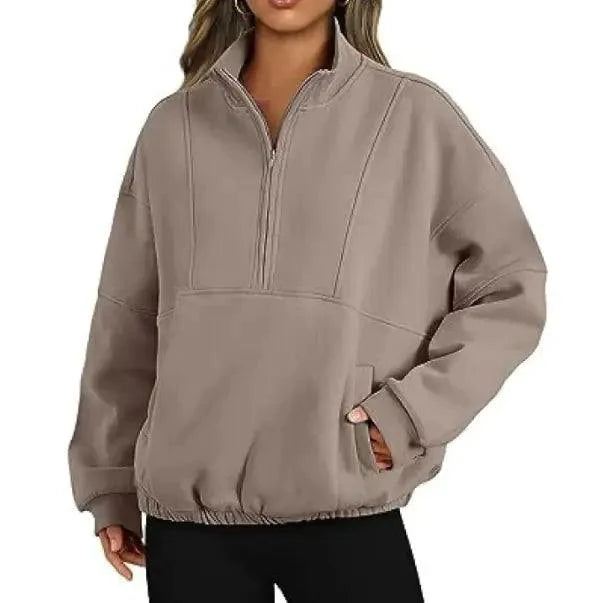 Zipper Pocket Polyester Sweater - 4U! Online 