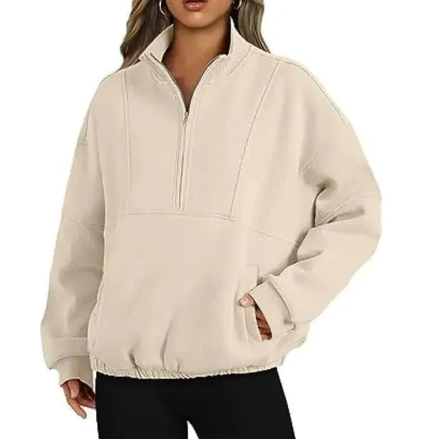 Zipper Pocket Polyester Sweater - 4U! Online 