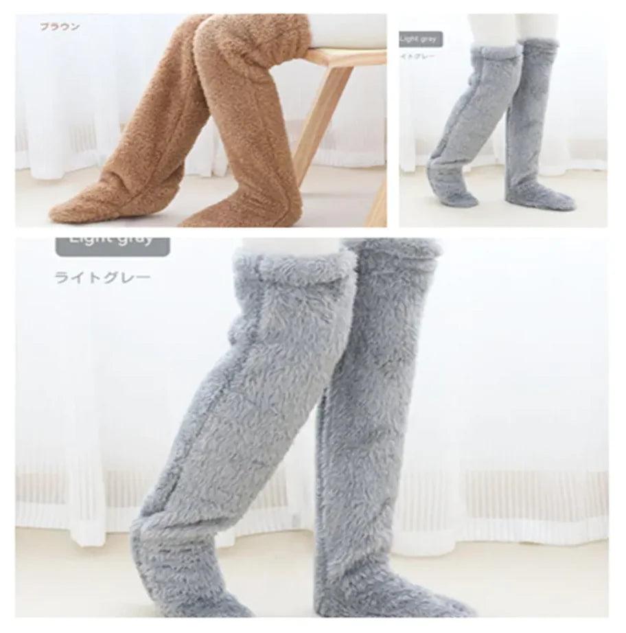 Fuzzy Over Knee High Winter Warm Socks - 4U! Online 