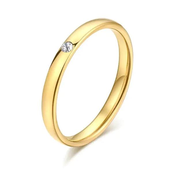 Simple Zircon Steel Rings - 4U! Online 