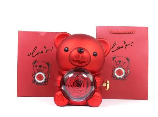 Rotating Rose Teddy Bear Gift Box - 4U! Online 