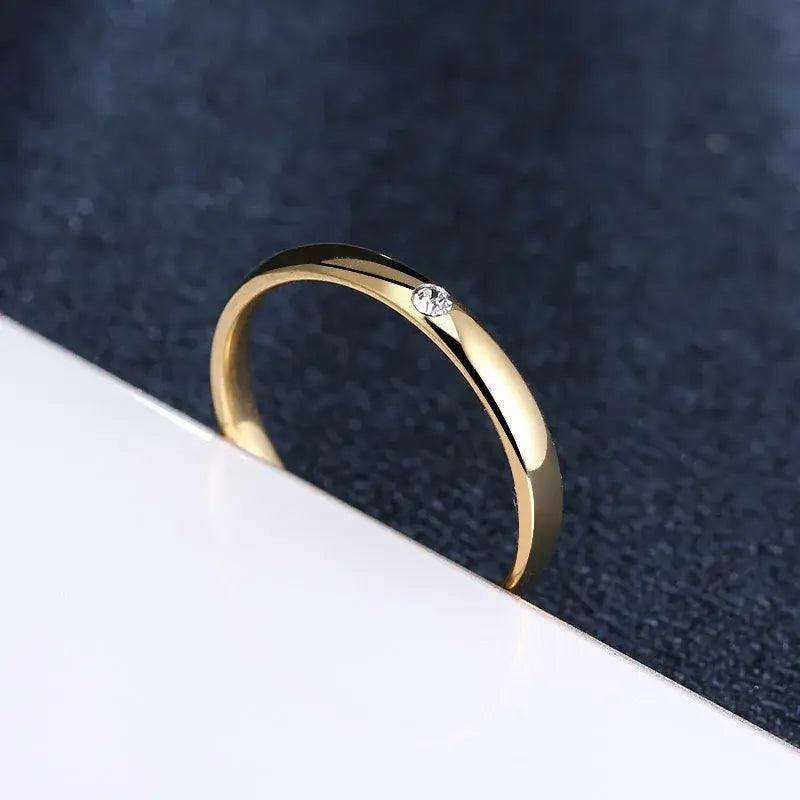 Simple Zircon Steel Rings - 4U! Online 