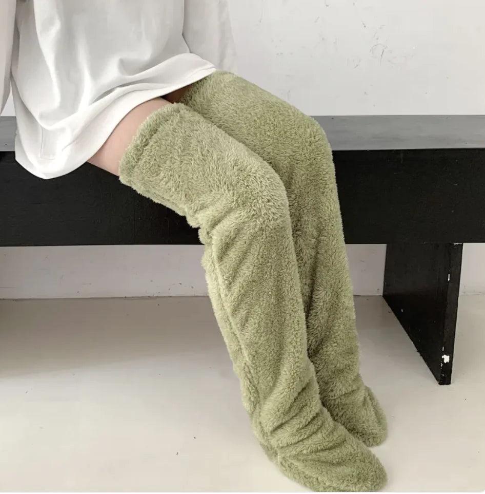 Fuzzy Over Knee High Winter Warm Socks - 4U! Online 