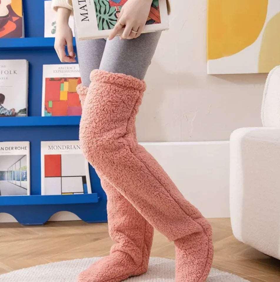 Fuzzy Over Knee High Winter Warm Socks - 4U! Online 