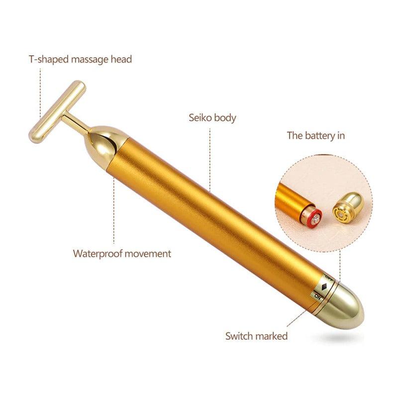 Energy 24K Gold T Beauty Bar Facial Roller Massager - 4U! Online 