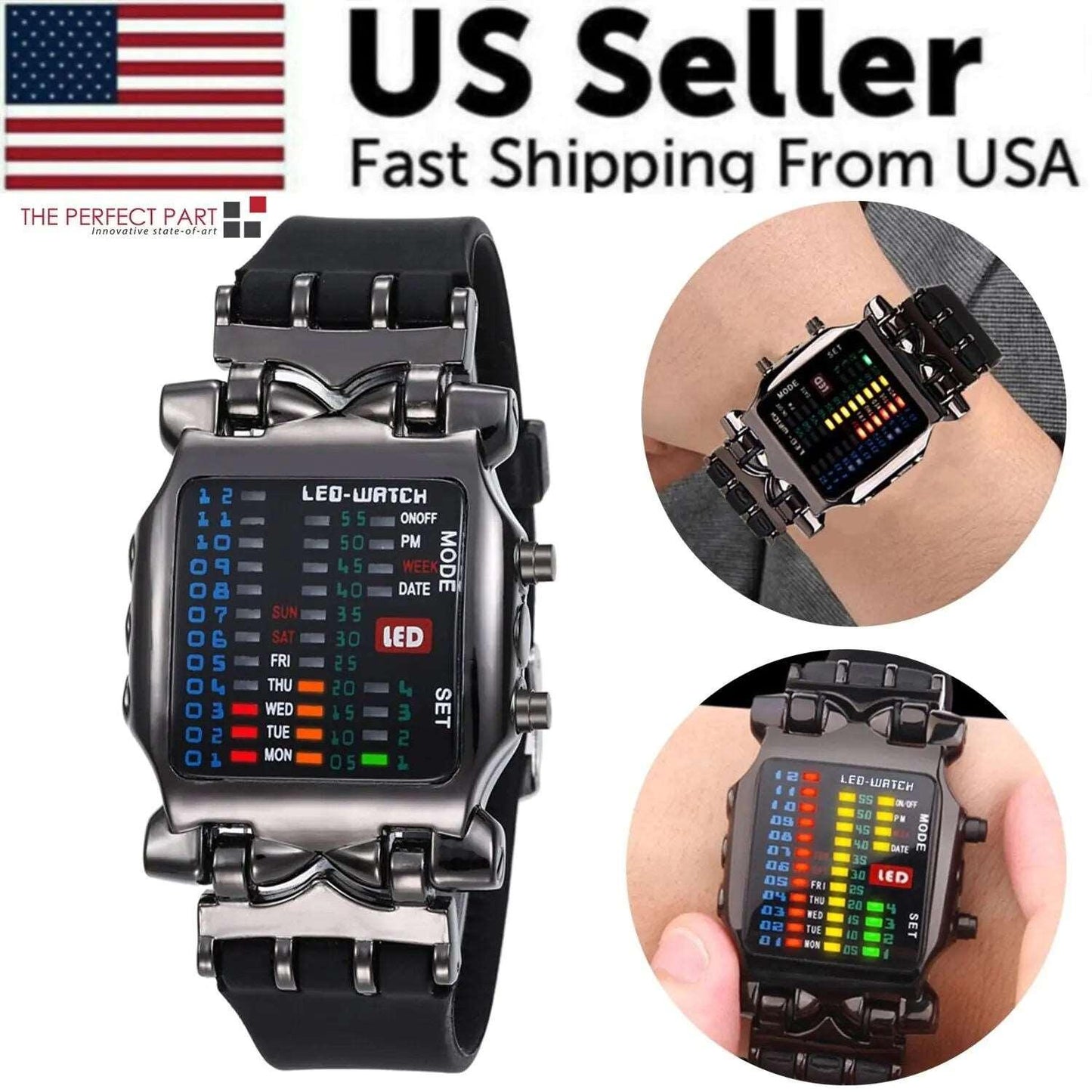 Luxury Men's Watch LED Sports Date Digital Bracelet Waterproof Quartz Wristwatch - 4U! Online 