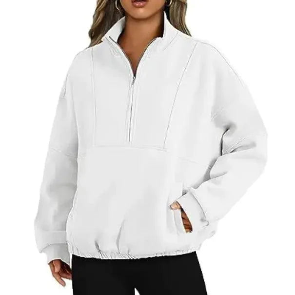 Zipper Pocket Polyester Sweater - 4U! Online 