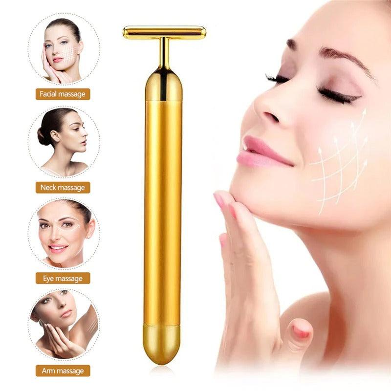 Energy 24K Gold T Beauty Bar Facial Roller Massager - 4U! Online 