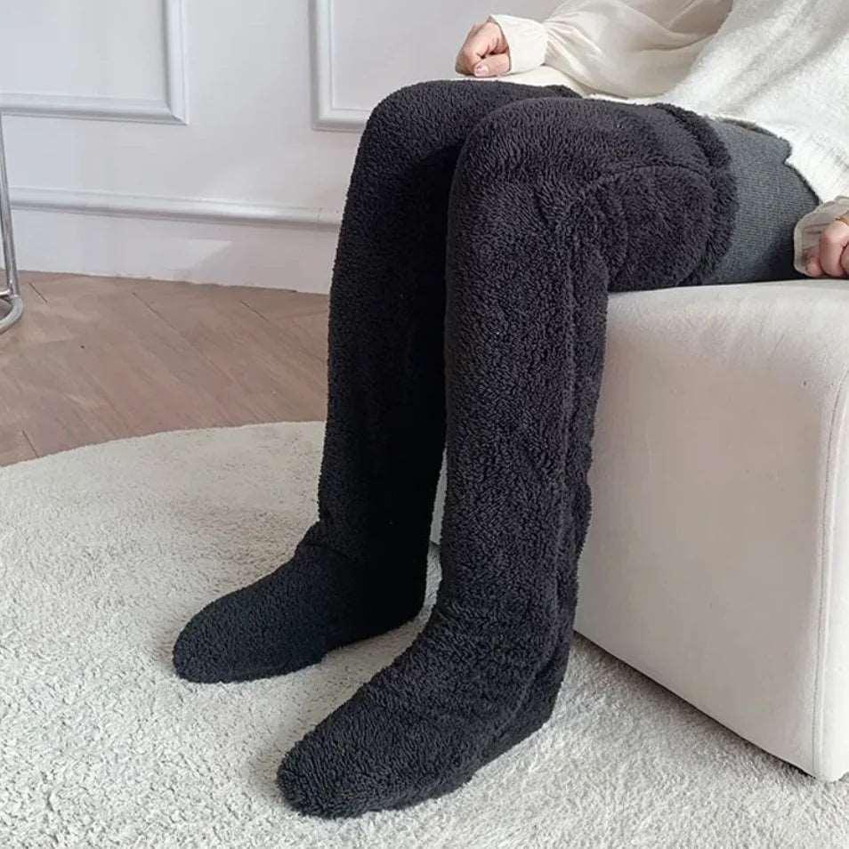 Fuzzy Over Knee High Winter Warm Socks - 4U! Online 