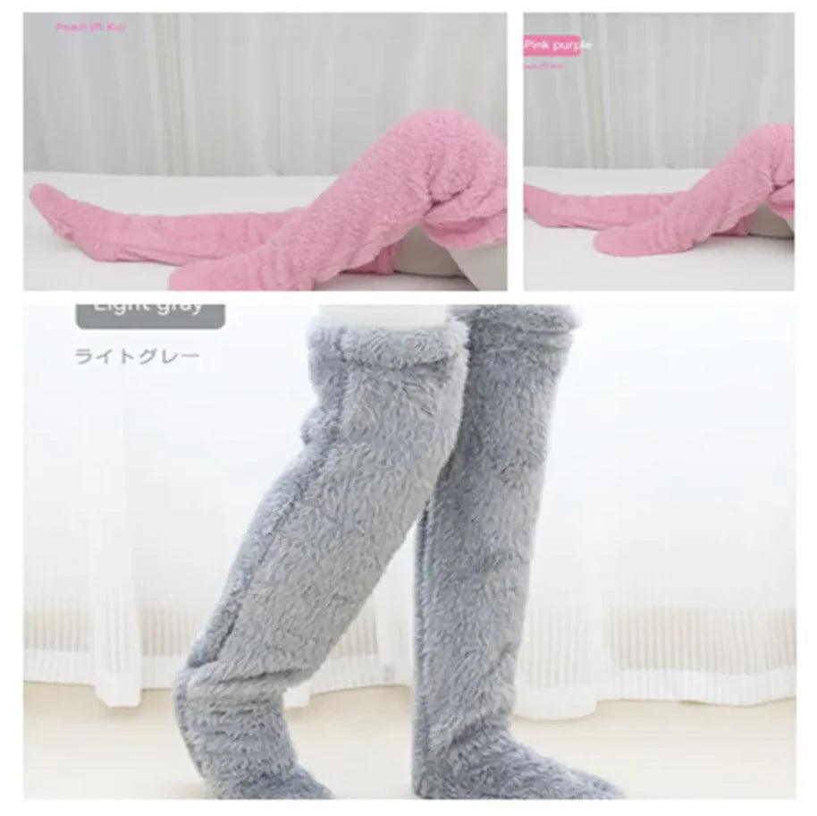 Fuzzy Over Knee High Winter Warm Socks - 4U! Online 