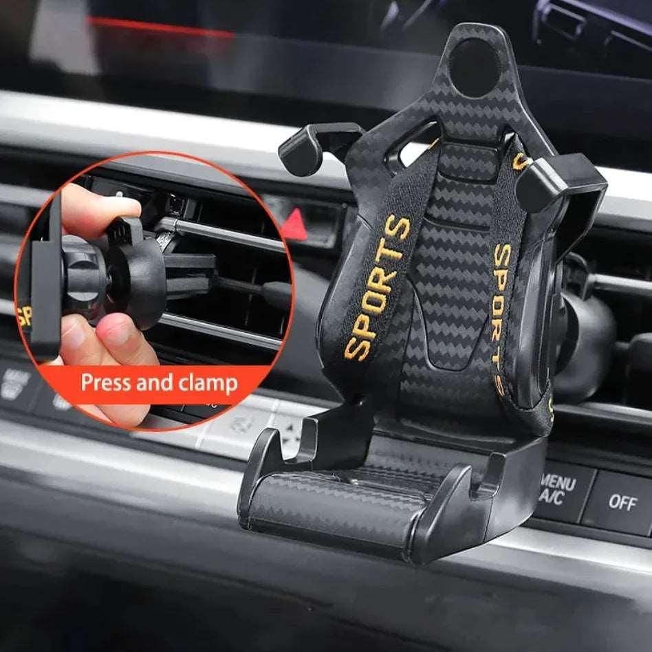 Racing Seat Car Phone Holder - 360° Rotatable Air Vent Clip - 4U! Online 