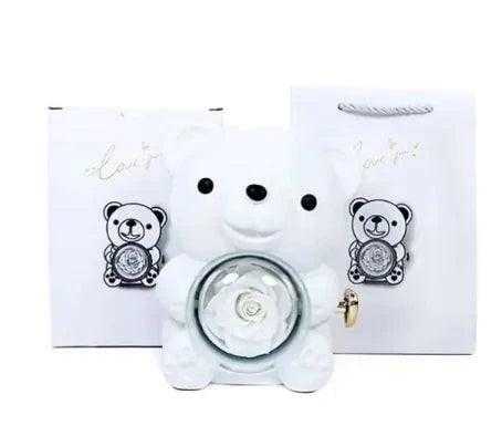 Rotating Rose Teddy Bear Gift Box - 4U! Online 