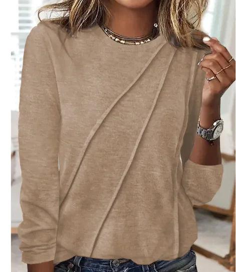 Solid Color Long Sleeve Pullover Top - 4U! Online 