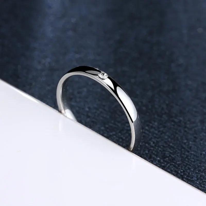 Simple Zircon Steel Rings - 4U! Online 