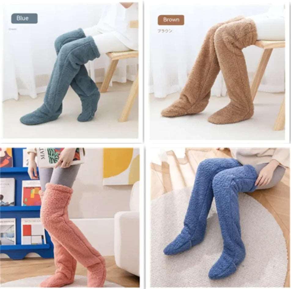 Fuzzy Over Knee High Winter Warm Socks - 4U! Online 